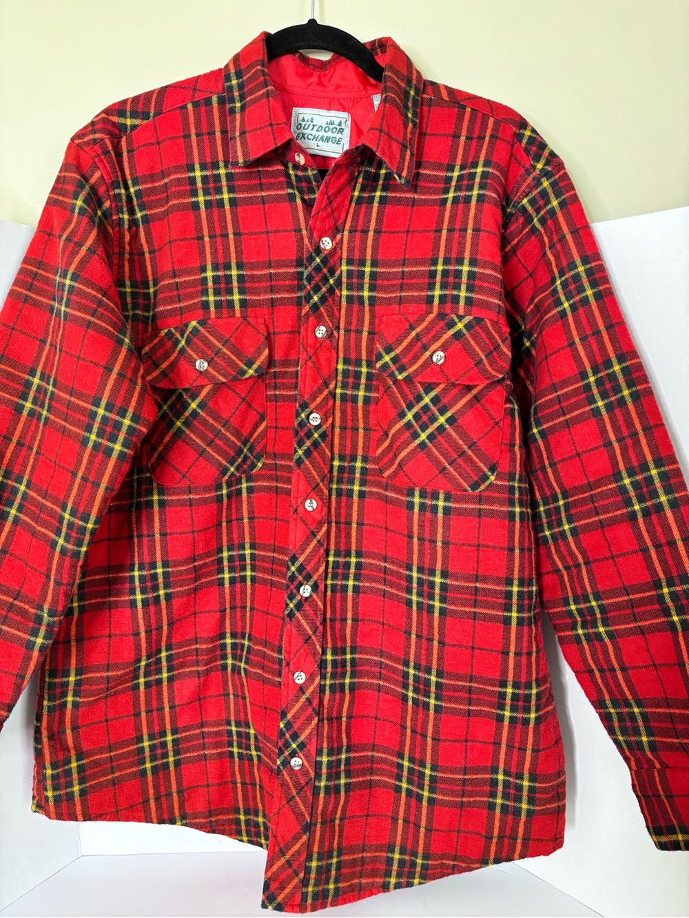 Outdoor Exchange Red Plaid Men's Long-Sleeve Button-Down Shirt